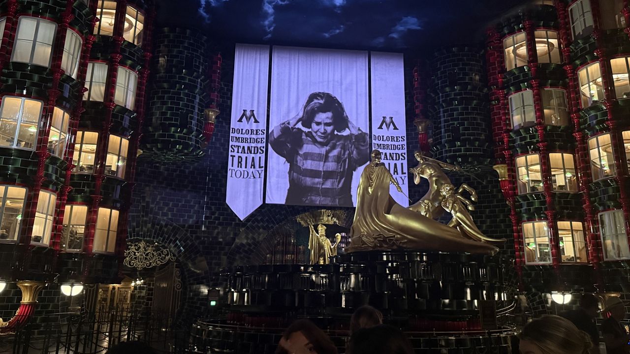 Harry Potter and the Battle at the Ministry in The Wizarding World of Harry Potter — Ministry of Magic at Universal Orlando's new Epic Universe theme park. (Spectrum News)