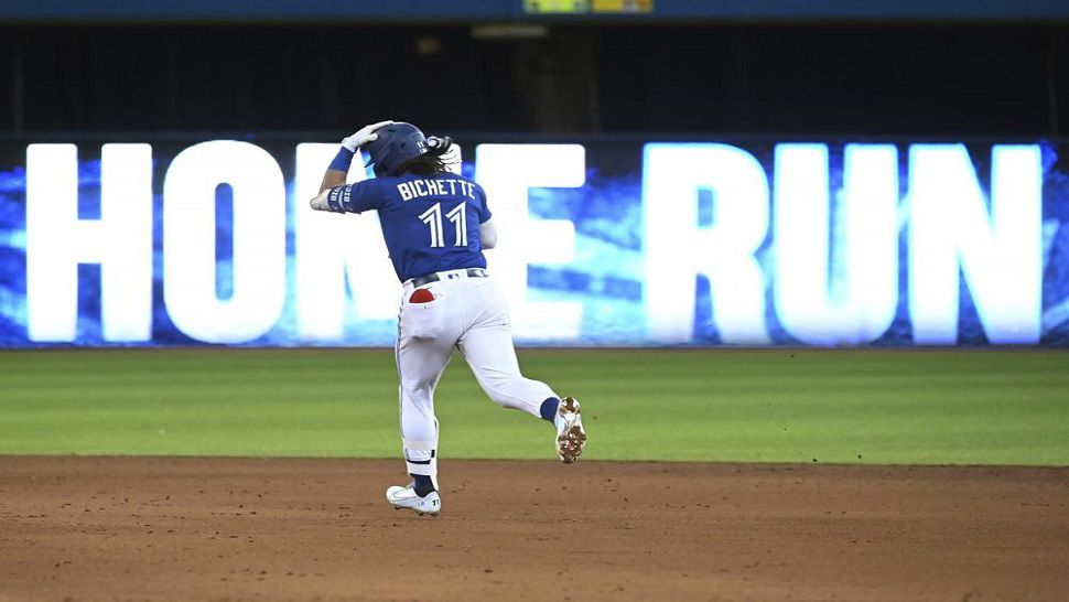 Toronto shortstop and Lakewood High graduate Bo Bichette hit a solo home run in the fifth inning against Tampa Bay on Monday night.