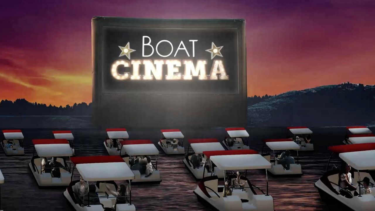 Boat Cinema Castaic Lake movies on the water
