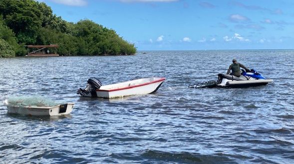 DOCARE officers cited 34-year-old Abraham Estocado for lay net and boating violations. (Photo courtesy of Hawaii Department of Land and Natural Resources)