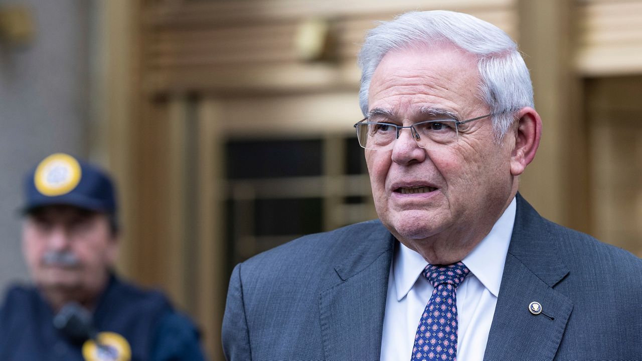 Sen. Bob Menendez, D-N.J., leaves the Manhattan federal court after the second day of jury selection in his trial, Tuesday, May, 14, 2024, in New York. (AP Photo/Stefan Jeremiah, File)