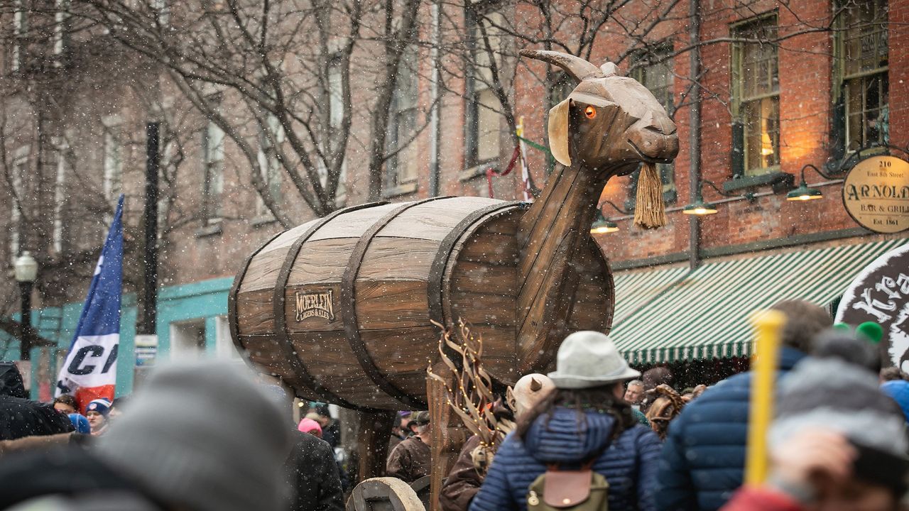 The fabled 'Trojan goat' outside Arnold's Bar and Grill prior to the Bockfest parade in downtown Cincinnati. (Provided: Bockfest)