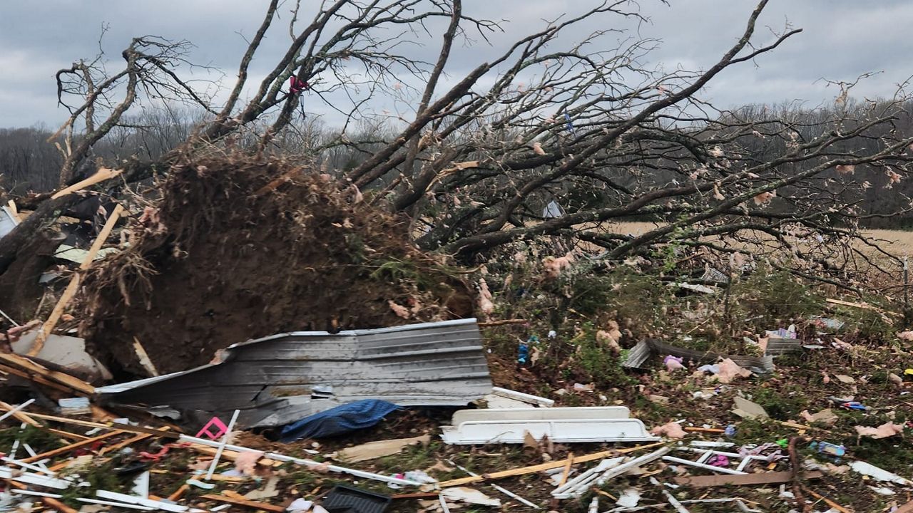 Tornado damage in Bollinger County, Mo. (Courtesy: Monica West/Facebook)