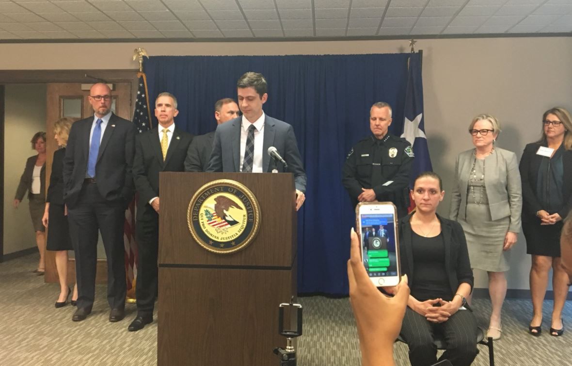 U.S. Attorney John F. Bash addresses the media during a press conference concerning the Austin bombings investigation in this image from April 9, 2018. (Carlos Garcia/Spectrum News)