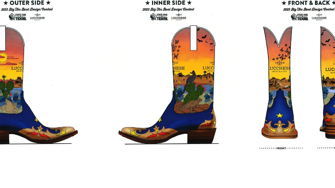 On March 2, the State Fair of Texas announced this year's wining design for Big Tex's boots. (State Fair of Texas)