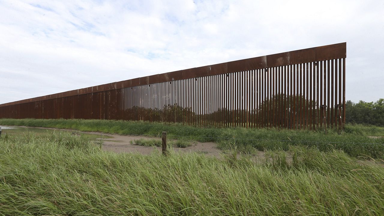 A border wall section stands on July 14, 2021, near La Grulla, Texas, in Starr County. (Delcia Lopez/The Monitor via AP)