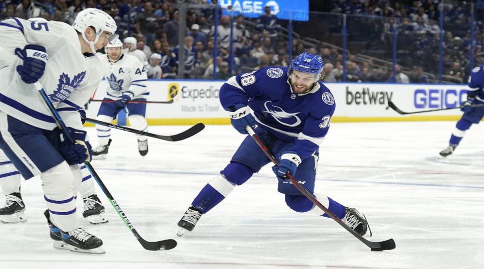 Forward Brandon Hagel is under contract with the Lightning long-term after signing a 8-year extension. (AP Photo)