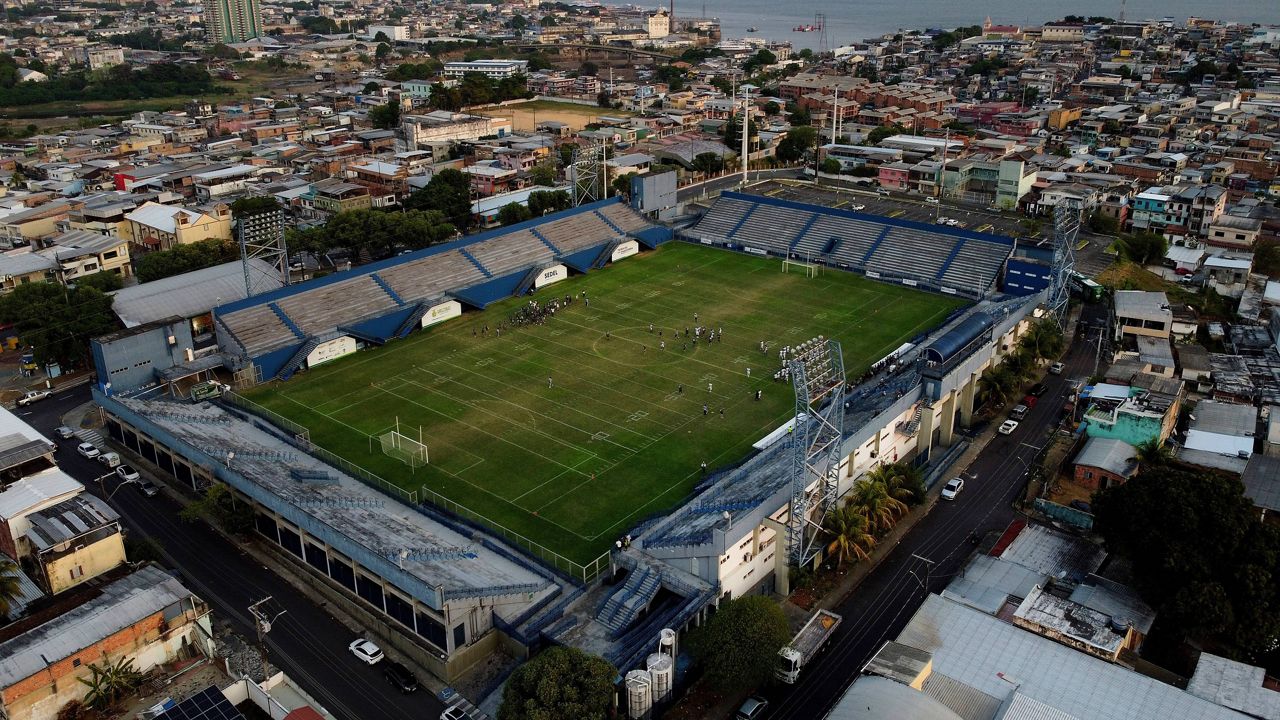 Manaus FA play a football game against Galo FA