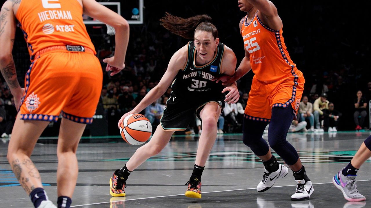 New York Liberty forward Breanna Stewart is pictured during a game on Sunday, Sept. 24, 2023 in New York.