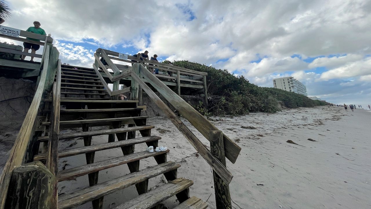 Officials say Hurricane Nicole caused significant beach erosion in Brevard County. (Spectrum News/Greg Pallone)