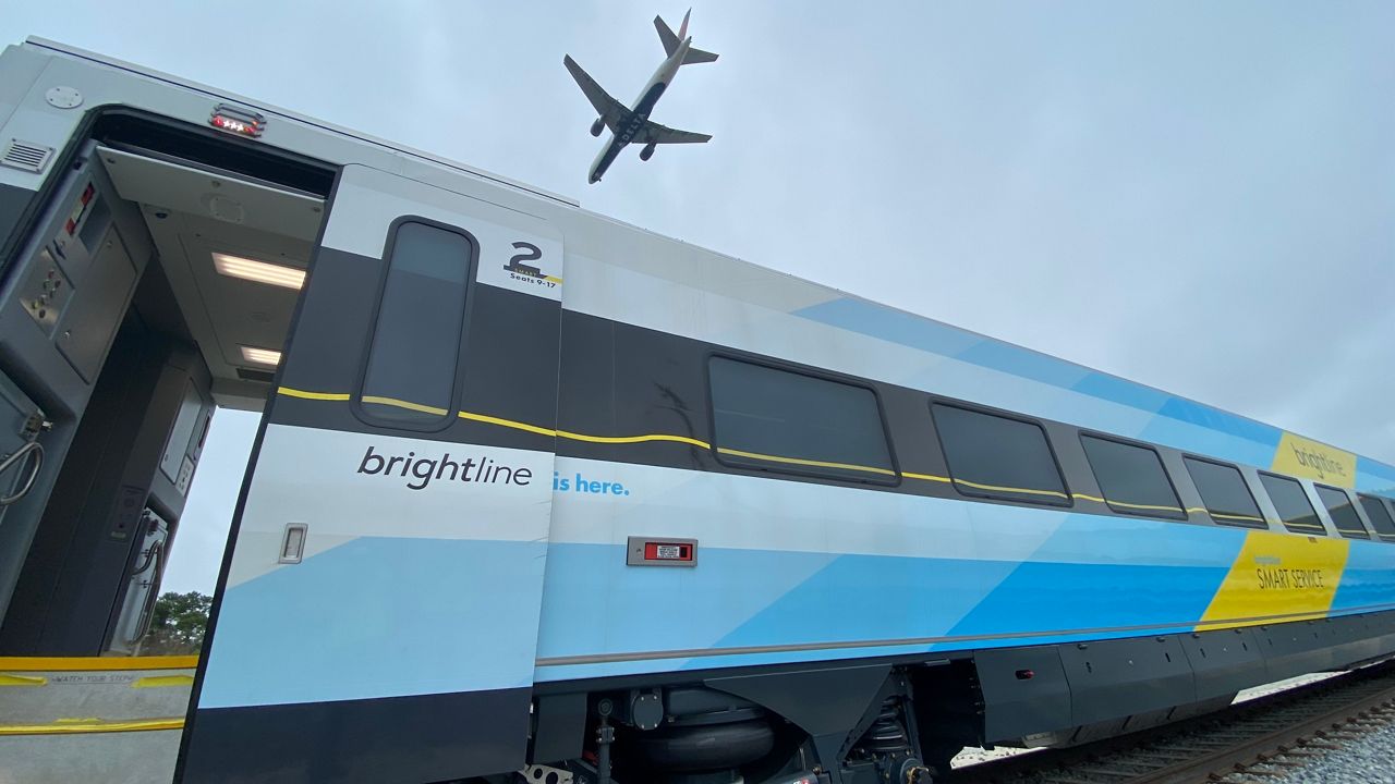 Brightline released video taken from a camera inside the nosecone of a train that collided with a car at 6 a.m. on Wednesday, leaving the driver hospitalized with serious injuries, according to the Palm Beach County Sheriff's Office. (File photo)