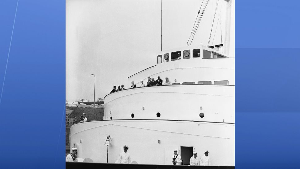 Queen Elizabeth II sailed by Milwaukee Wisconsin on Lake Michigan