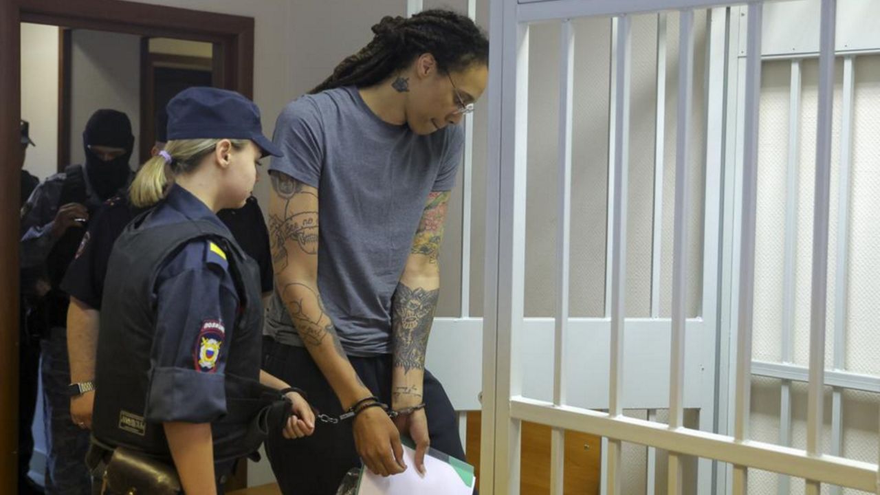 Griner was sentenced last month to nine years in prison. (AP Images)