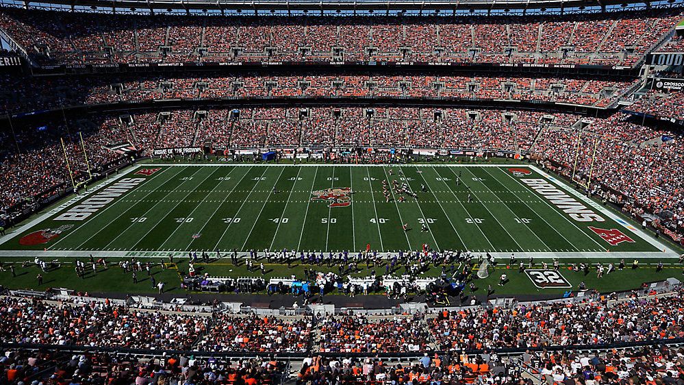 Cleveland Browns Stadium during an NFL football game between the Baltimore Ravens and the Cleveland Browns, Sunday, Oct. 1, 2023, in Cleveland. (AP Photo/Sue Ogrocki, File)