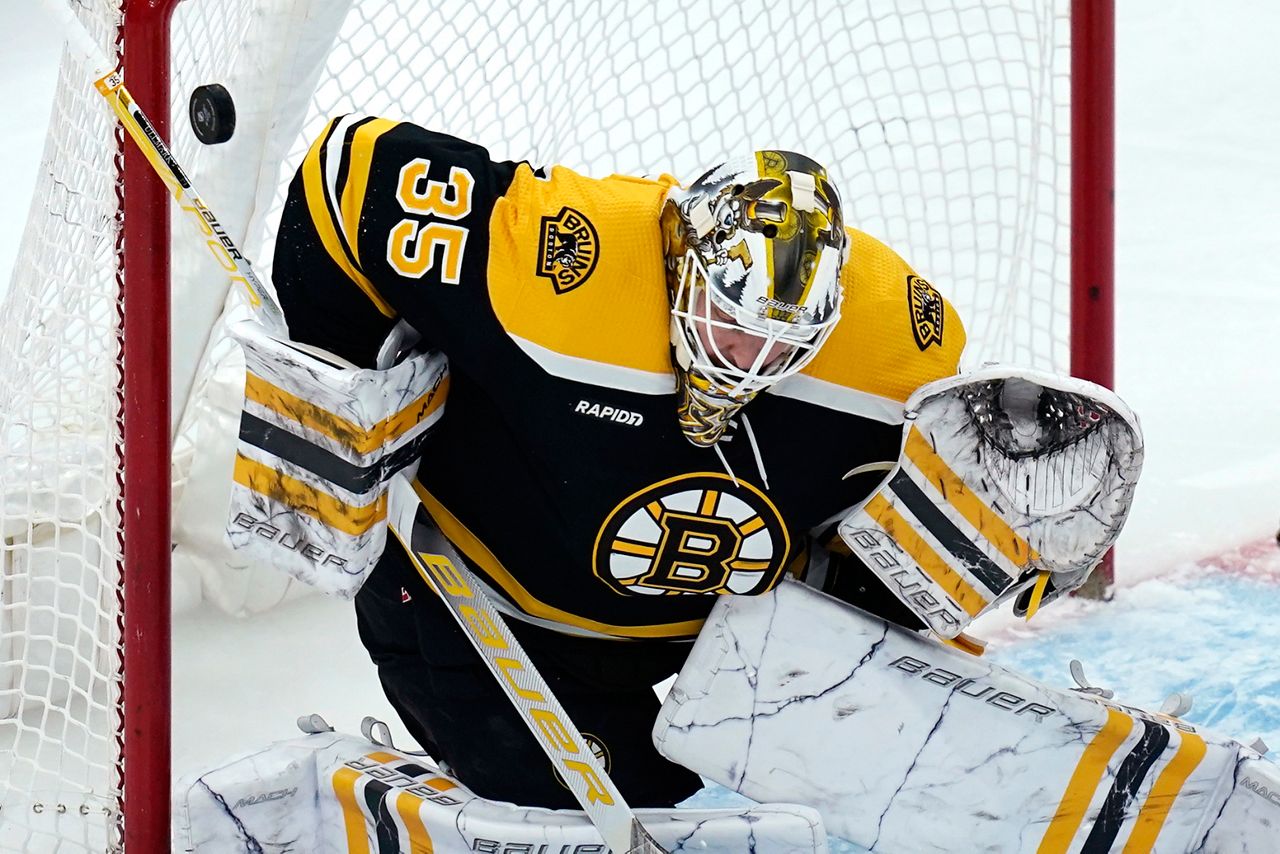 Bruins goaltender Linus Ullmark scores into empty net - What's Up Newp