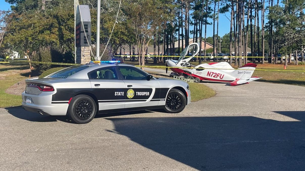 Traffic was being diverted around the plane crash on Faith Boulevard in Southport on Sunday morning, the Brunswick County Sheriff's Office said. (Brunswick County Sheriff's Office)