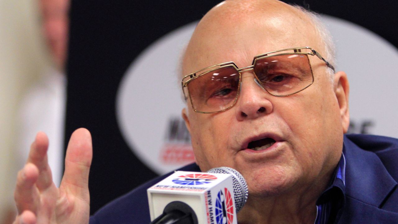 Bruton Smith speaks at a news conference at the New Hampshire Motor Speedway on July 15, 2011, in Loudon, N.H. Smith, a North Carolina native and entrepreneur who fell in love with auto racing and parlayed it into a career as an eccentric and successful promoter, died Wednesday, June 22, 2022 of natural causes. (AP Photo/Jim Cole, File)