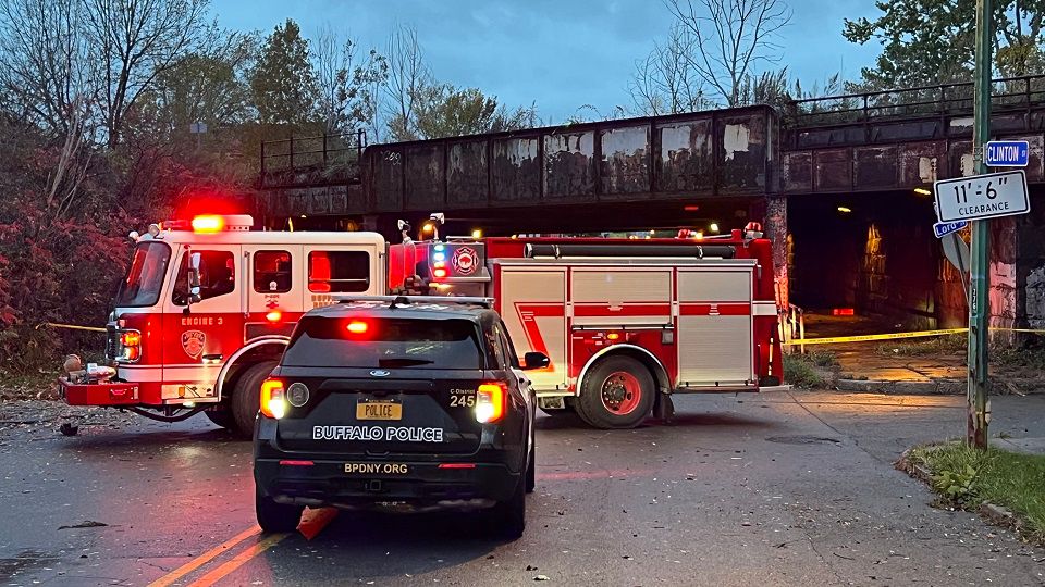 Crews respond to sanitation truck crash in Buffalo
