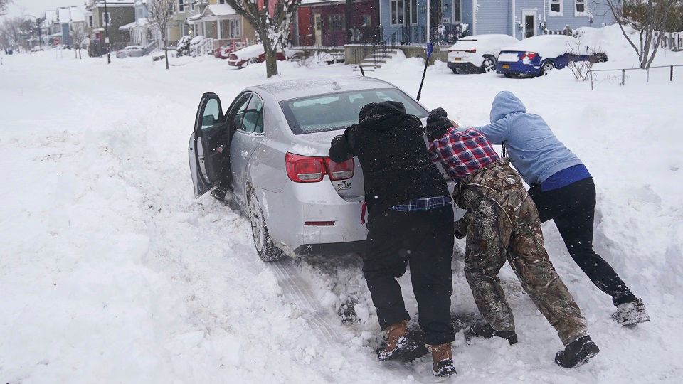 Car stuck in snow