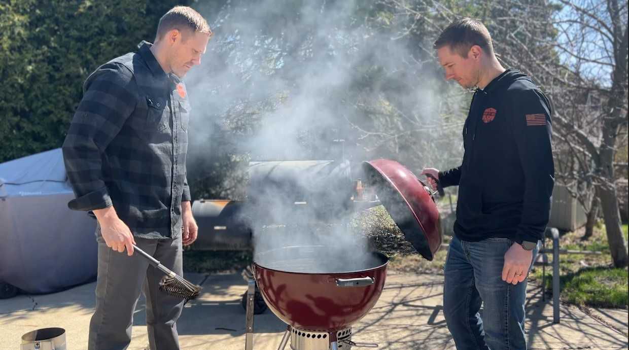Greg and Ben grill together, a place where their passion started.