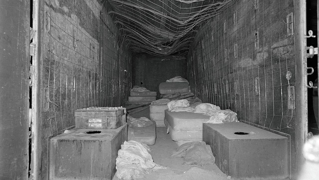 In this Friday, July 23, 1976, photo, the inside of the moving van in which 26 Chowchilla, Calif., school children and their bus driver were held captive is seen in a Livermore, Calif. (AP Photo/James Palmer, file)