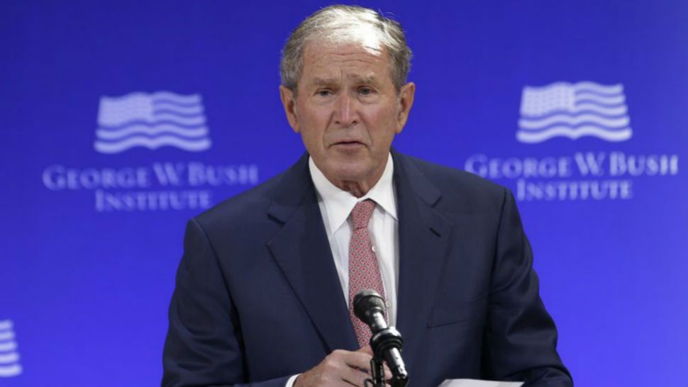 In this file photo former U.S. President George W. Bush speaks at a forum sponsored by the George W. Bush Institute in New York. (AP Photo/Seth Wenig)