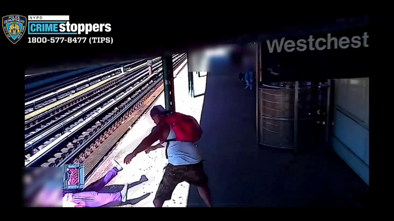 A man shoved a woman onto the tracks of a Bronx subway station. (NYPD Crime Stoppers)