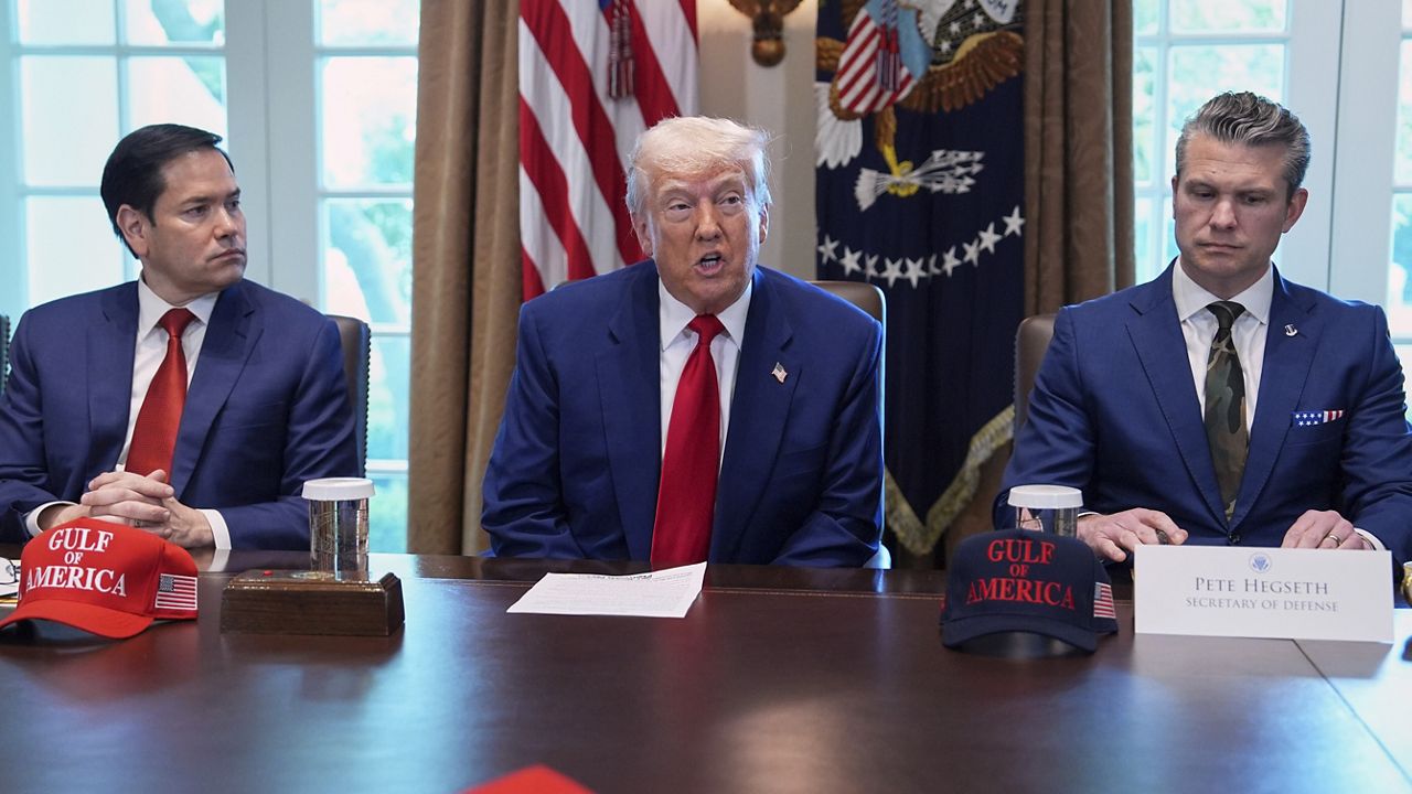 President Donald Trump speaks during a cabinet meeting at the White House, where 