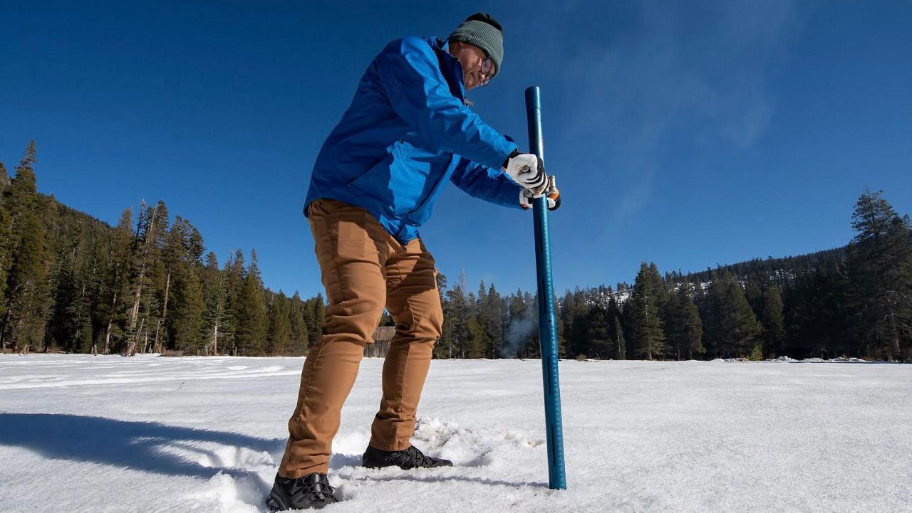 The California Department of Water Resources conducted its first snow survey of the season in South Lake Tahoe Wednesday. (Courtesy California Dept. of Water Resources)