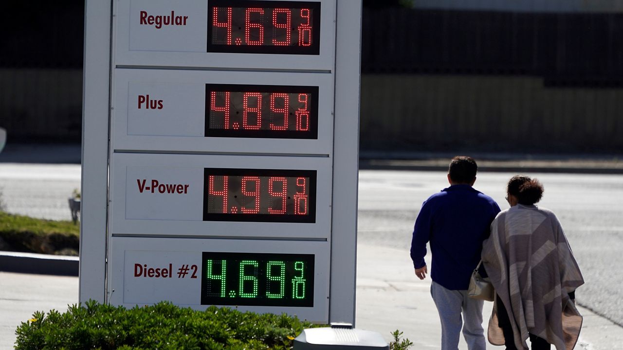 Gas prices are displayed on Jan. 28, 2022, in Santa Clarita, Calif. (AP Photo/Marcio Jose Sanchez, File)