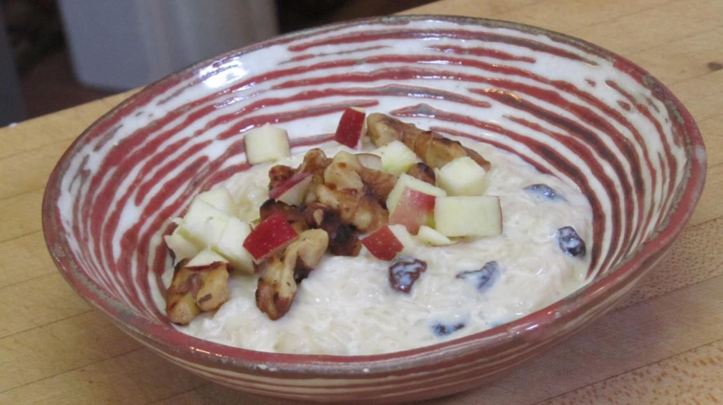 Rice Pudding with Mead Soaked Raisins