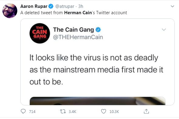 Herman cain twitter update