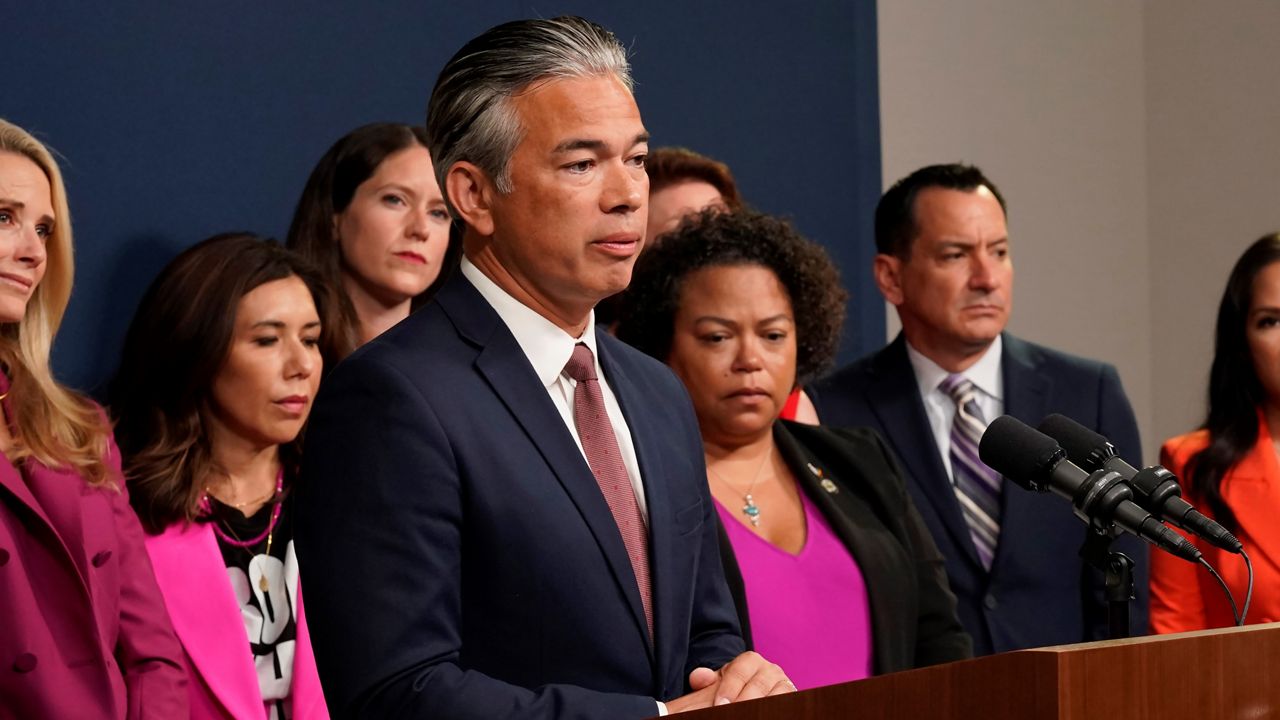 California Attorney General Rob Bonta discusses the Supreme Court's decision to overturn Roe v Wade, during a news conference in Sacramento, Calif., Friday, June 24, 2022. (AP Photo/Rich Pedroncelli, File)
