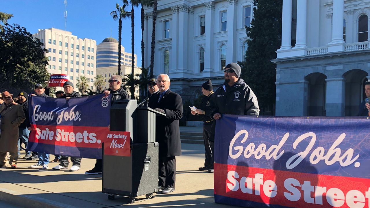 California Assembly member Tom Lackey, a Republican from Palmdale, California, speaks during a rally at the California Capitol on Monday, Jan. 30, 2023, in Sacramento, Calif. (AP/Adam Beam)