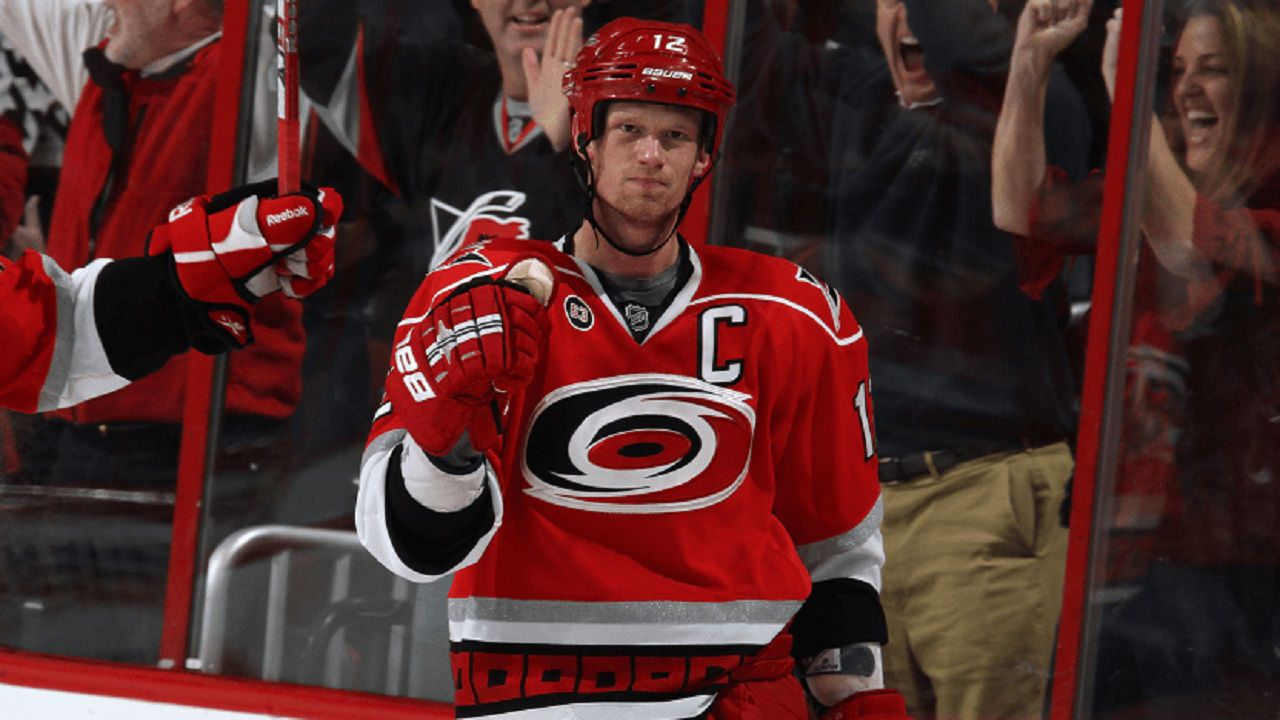 Former Carolina Hurricanes standout Eric Staal (12) is retiring and will have his No. 12 jersey retired by the team next season. (Courtesy Carolina Hurricanes)