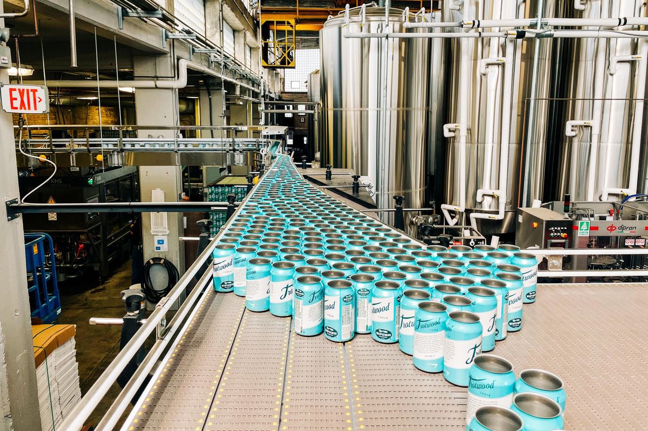 A photo of the canning process at Warped Wing.  (Photo courtesy of Warped Wings)