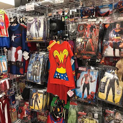 A wall in Cappel's Inc. covered in costume options for trick-or-treaters and adults alike. (Spectrum News/Casey Weldon)