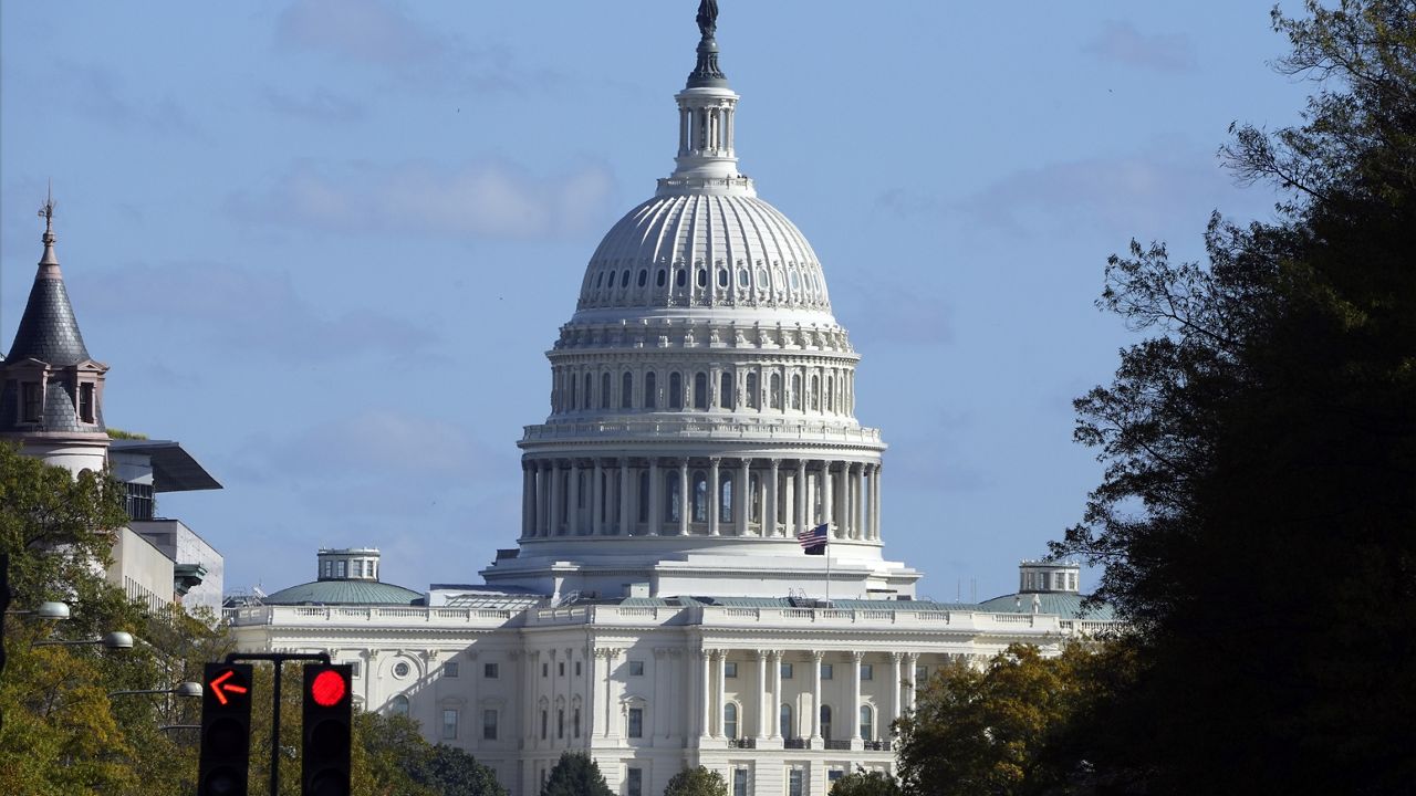 The U.S. Capitol is seen from Pennsylvania Avenue in Washington, on Election Day, Tuesday, Nov. 5, 2024. (AP Photo/Jon Elswick)