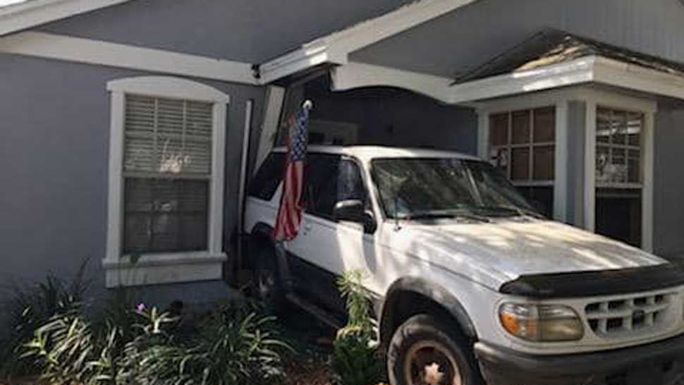 The home is temporarily condemned due to structural issues after man intentionally backed into it as part of a long running feud.
