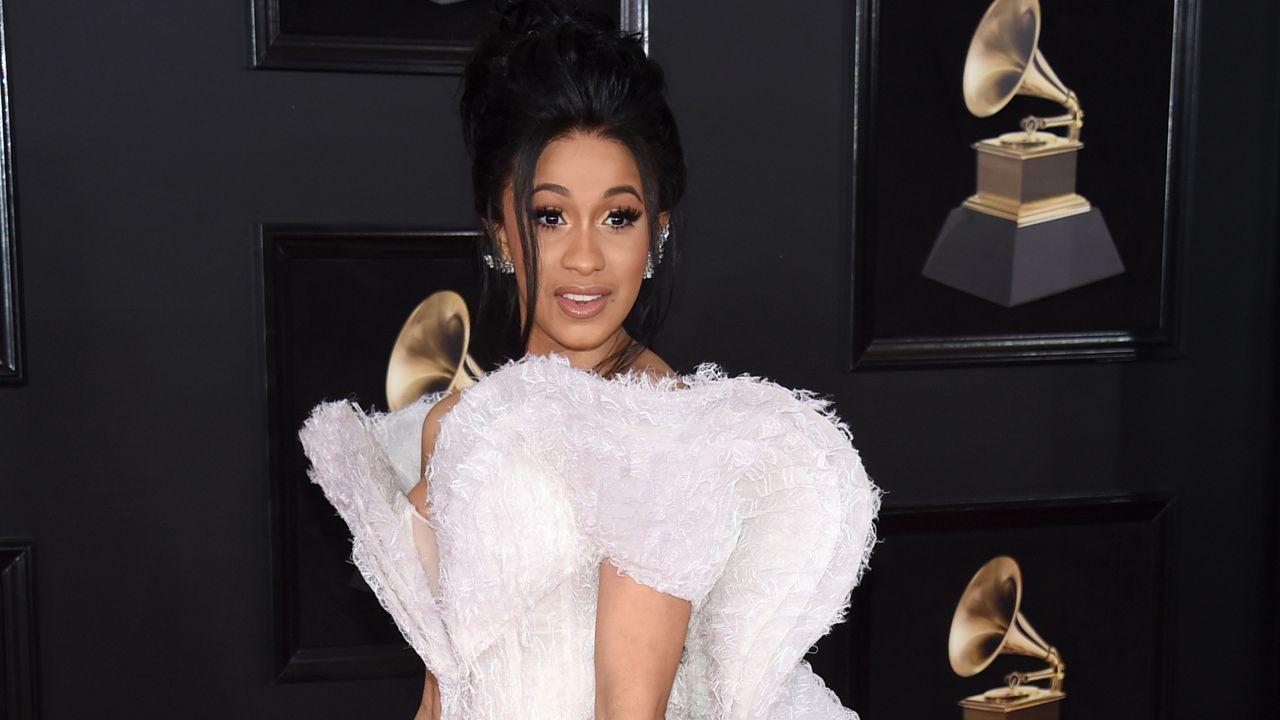In this Jan. 28, 2018 file photo, Cardi B arrives at the 60th annual Grammy Awards in New York. (Photo by Evan Agostini/Invision/AP, File)