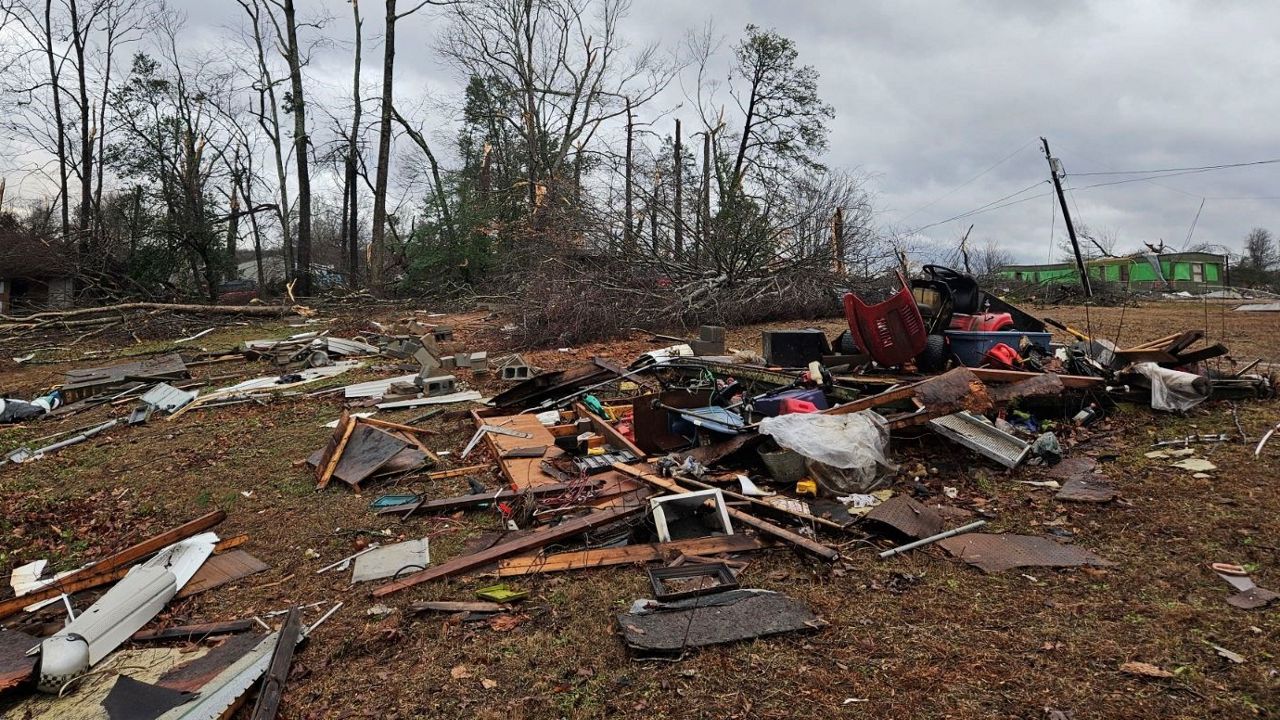 Debris appears to be all that's left behind from a Claremont home damaged in Tuesday's storm. (Richard Hughes)