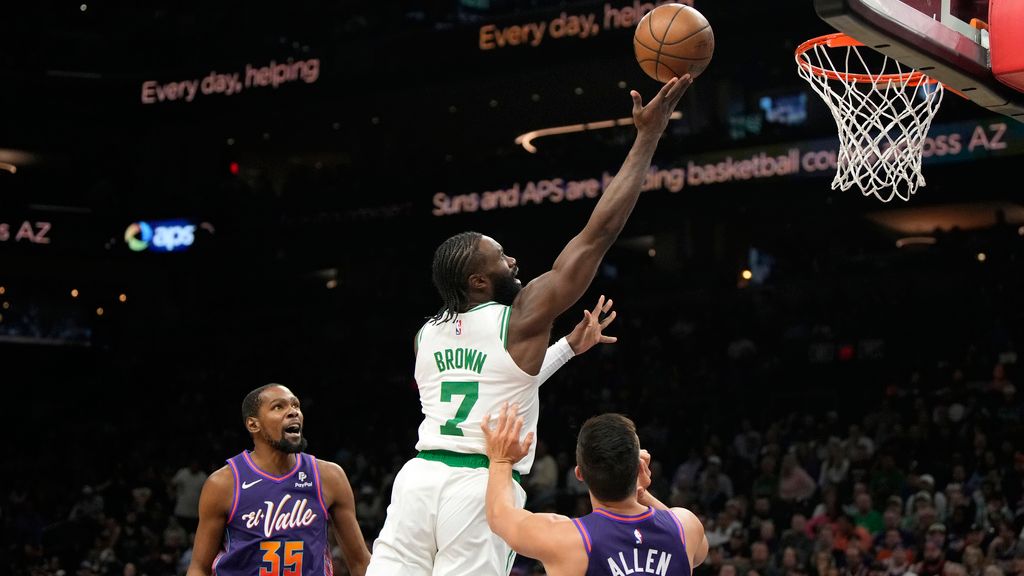 Jayson Tatum, Jaylen Brown lead Celtics past Suns 117-107