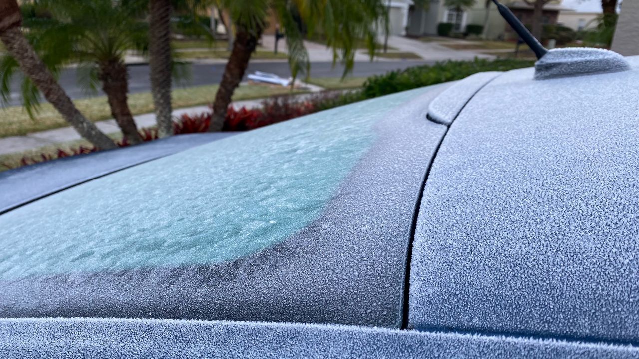 Frost forms on a car as Central Florida is dealt a cold arctic blast. (Photo by Jess Miller)