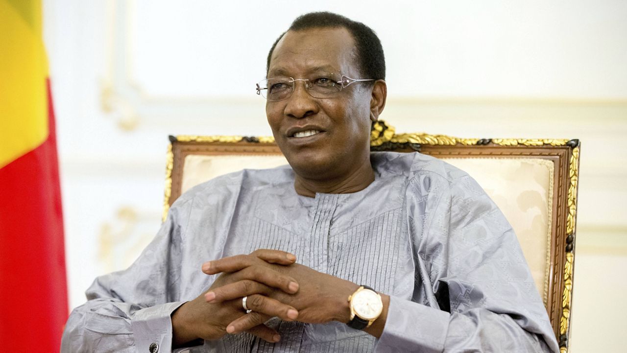 Chadian President Idriss Deby Itno in 2016 (AP Photo/Andrew Harnik, File)