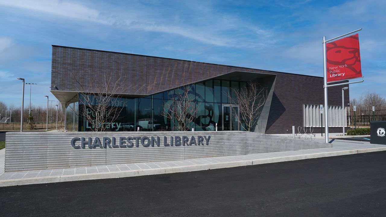 A photograph of the front of the Charleston Library