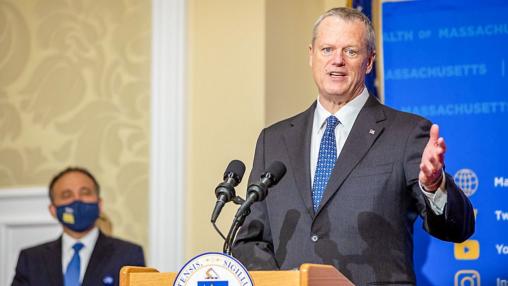 Massachusetts governor Charlie Baker pictured during a press conference. (Spectrum News file photo)