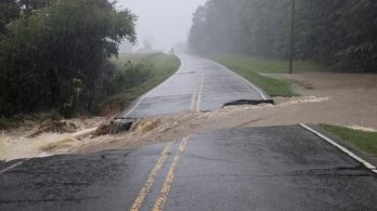 A portion of N.C. Highway 902 near Chatham Central Road collapsed due to flash flooding. (Sheriff Mike Roberson)