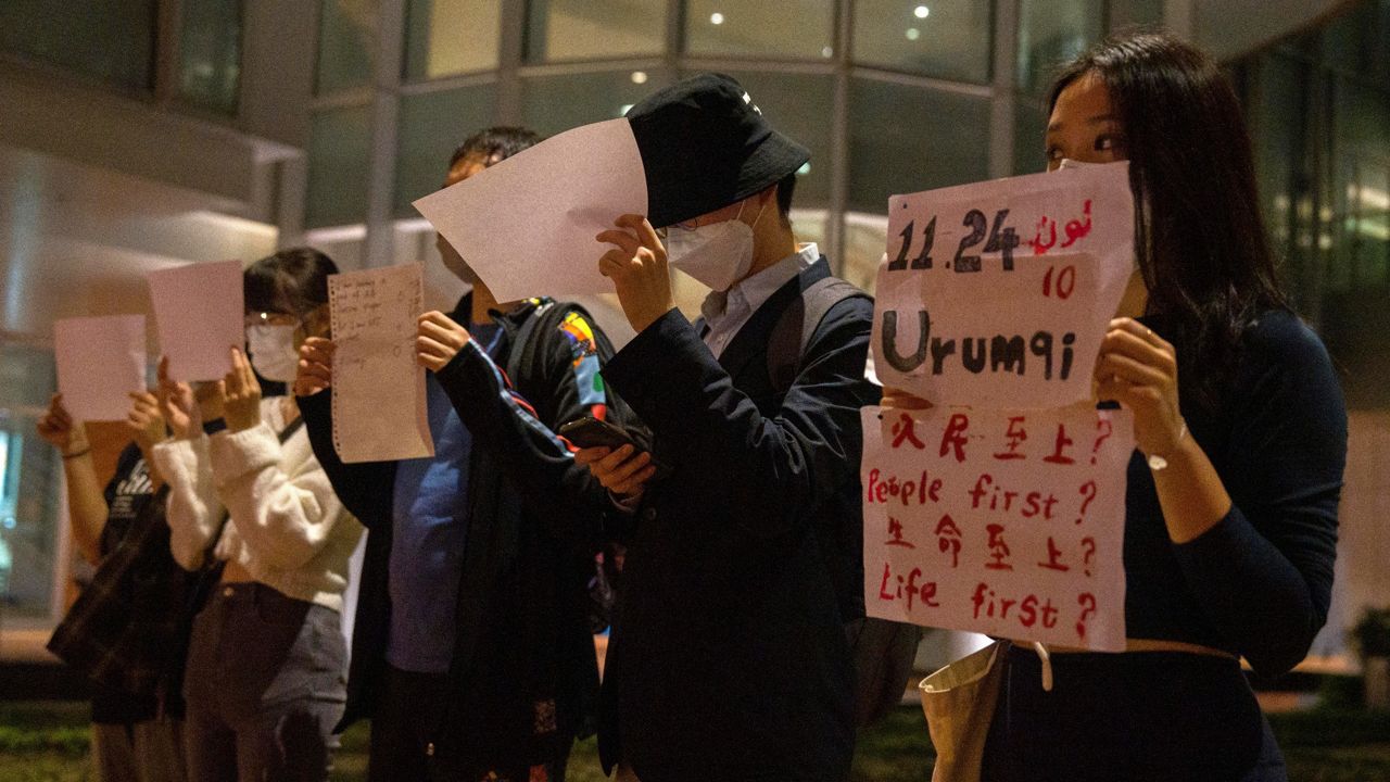 Protesters gather Tuesday at the University of Hong Kong. (AP Photo/Bertha Wang)