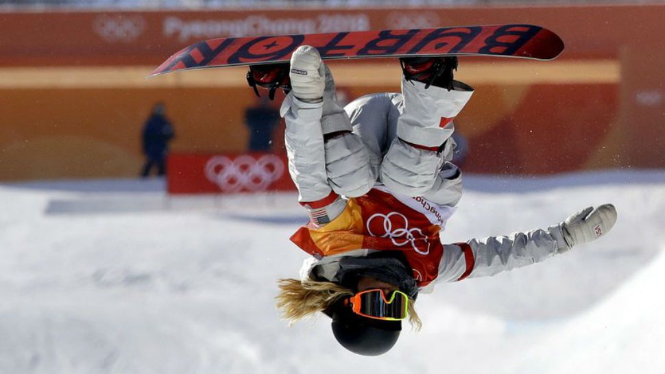 Chloe Kim, of the United States, jumps during the women's halfpipe finals at Pheonix Snow Park at the 2018 Winter Olympics in Pyeongchang, South Korea, Tuesday, Feb. 13, 2018. (AP Photo/Lee Jin-man)