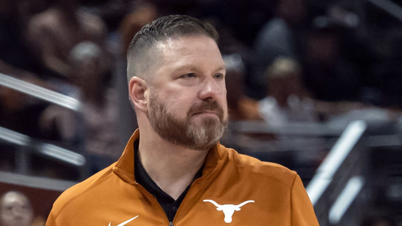 Texas head coach Chris Beard looks on during the first half an NCAA college basketball game against UTEP on Nov. 7, 2022, in Austin, Texas. Travis County District Attorney Jose Garza on Wednesday, Feb. 15, 2023, moved to dismiss a felony domestic violence case against former Texas basketball coach Chris Beard, in part because of alleged victim's wishes not to prosecute. (AP Photo/Michael Thomas)